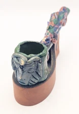 Iguana Lizard Handmade Tobacco Smoking Small Hand Pipe Green Reptile Animal Face