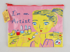 Blue Q Bags I'm an Artist Zippered Makeup Bag Pencil Pouch Clutch New