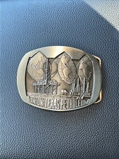 Solid Brass Union Texas Petroleum Oilfield Belt Buckle Wells