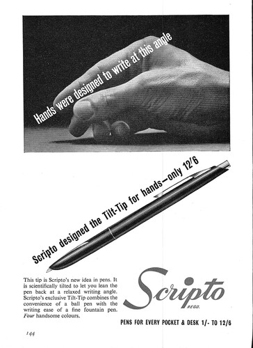 1962 Advert for 'SCRIPTO' Tilt-Tip Pens Vintage Original Print Ad Ephemera