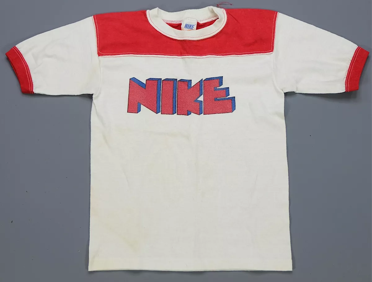 Rare Vintage NIKE Block Letters Spell Out T Shirt 70s 80s Sportswear Tag  Youth M