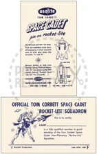 TOM CORBETT SPACE CADET ROCKET-LITE SQUADRON MEMBERSHIP CARD - VINTAGE REPRINT