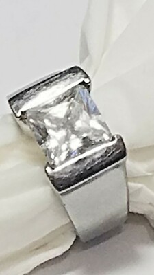 Vintage Michael VALITUTTI Hallmarked NH Stainless Steel Cubic Zirconia Ring SZ 5