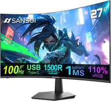 27" Curved 100Hz Monitor with USB-C, Built-in Speakers, FHD 1080P, HDR