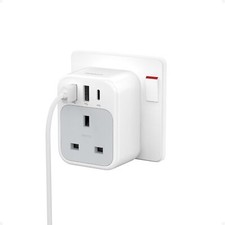 TESSAN Plug Adapter UK Plug Extension Socket with 1AC(3USB) for Home Kitchen