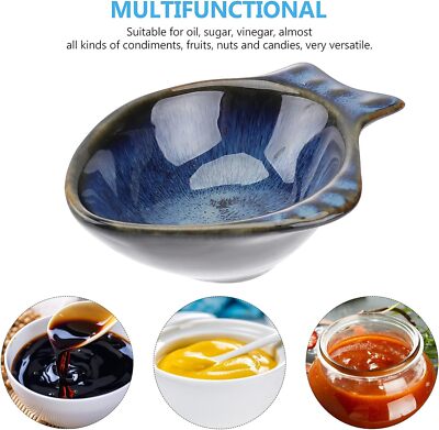Soy Sauce Dish Ceramic Fish Shaped Seasoning Dipping Bowl Cute Small Dip Bowl