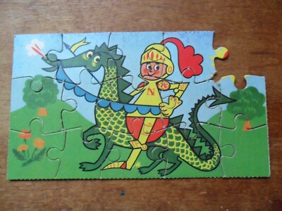 Vintage 60er Jahre Puzzle 15 Teile - St George and Dragon - Nabisco Werbung?