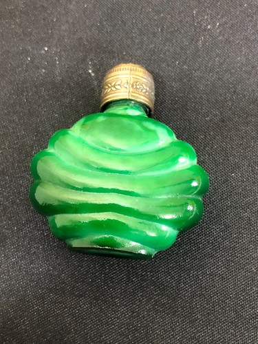 Glass Perfume Decanter Dauber Woman GREEN Glass Floral - Picture 4 of 8