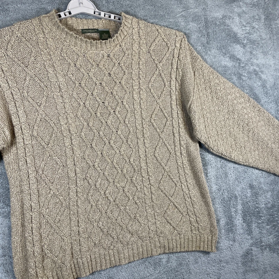 Suéter De Colección Hombres XL Avena Grueso Tejido con Cable Hecho en EE. UU. Excelente Noroeste Años 90 Y2K Foto 4 de 4