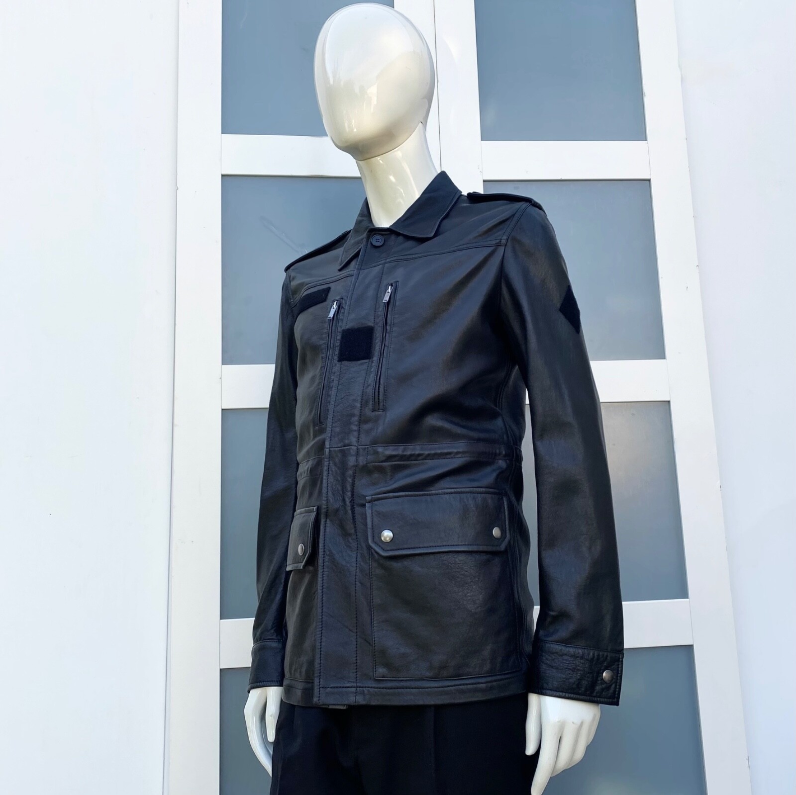 Splendida giacca militare Saint Laurent SS17 slim fit in pelle prototipo