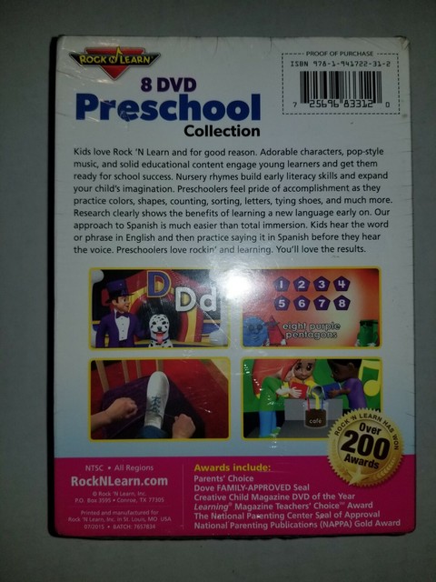 8 DVD Preschool Collection by Rock 'n Learn ABCs Colors Shapes Counting ...