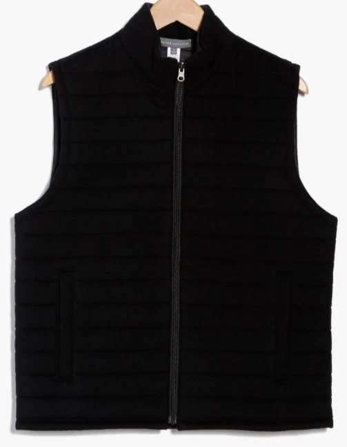 NEW Amicale Reversible Wool & Cashmere Quilted Vest in Black Size XXL #SJ1387
