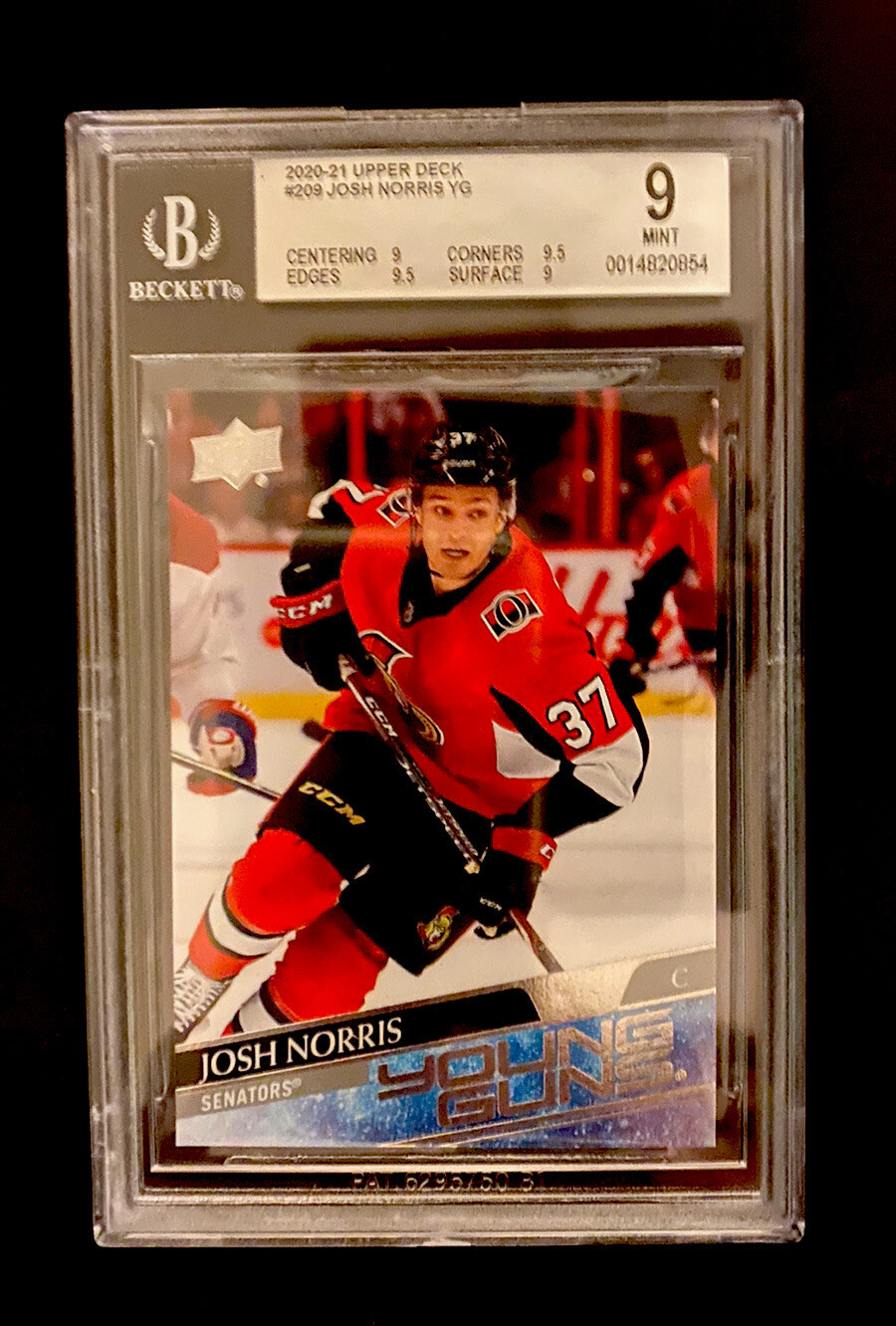 JOSH NORRIS Young Guns Bgs 9 -  2020-21 Upper Deck YG #209 RC Rookie Bgs 9