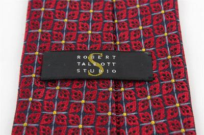ROBERT TALBOTT Studio Silk Tie. Red Floral w Yellow Center  display picture 1