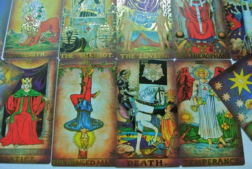 Tarot Deck 3"x5" Borderless Vintage Plastic Waterproof Guidebook Textile Pouch - Picture 22 of 24