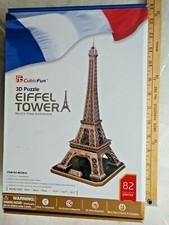 PARIS EIFFEL TOWER PUZZLES CUBIC FUN 3D 82 pc 30"tall  SKY Scrapers 1000 poster