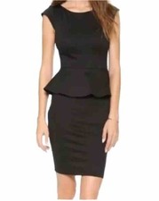 ALICE + OLIVIA Employed Woman's Sz S Victoria Black Peplum Pencil Dress