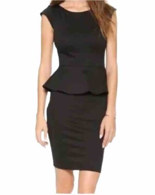 black peplum pencil dress Black Peplum Suit With Midi Pencil Skirt M / Black / EE
