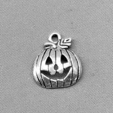 Jack-O-Lantern Pumpkin Charms 18x16mm Antique Silver Plated Alloy Q6 Per Pkg
