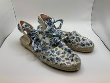 LoveShackFancy x Manebi Valencia Espadrille Blue Jay Song Floral Print, Size 7