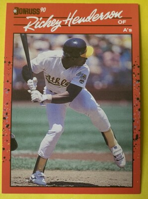 1990 Rickey Henderson ERROR 304 DONRUSS Oakland A's Baseball card NO DOT Vintage