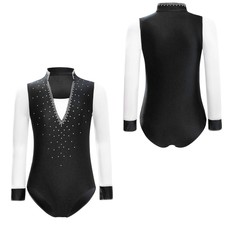 Kids Boys Bodysuit Dance Unitard Stand Collar Rompers Tango Leotard Dancing