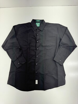 Luxe Microfiber Black Long Sleeve Button Up Dress Shirt Mens Size Large Regular