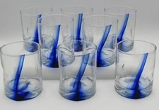 LIBBEY CRISA SIGNED BLUE RIBBON IMPRESSIONS ROCKS GLASSES - SET OF 8 (10 oz.)