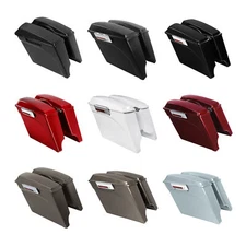 5" Extended Hard Saddlebags Saddle Bags w/ Lids Fit For Harley Touring 1993-2013