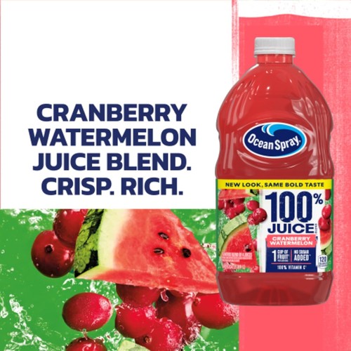 Ocean Spray® 100% Juice Cranberry Watermelon Juice Blend, 64 Fl Oz Bottle (Pack - Picture 4 of 22