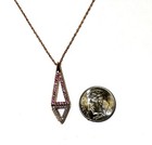 New 925 sterling silver .25ct diamond pink sapphire pendant necklace 2.6g 18" — photo 3