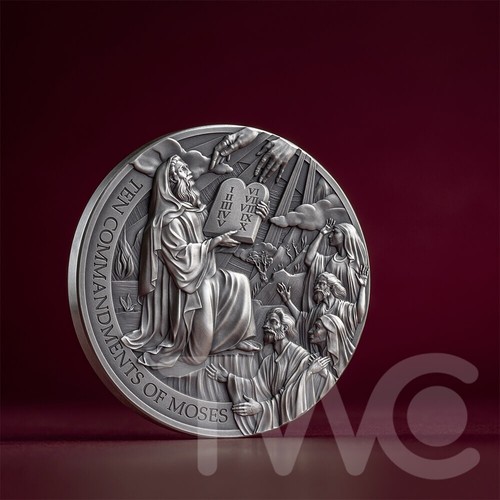 Die Zehn Gebote Moses Bibelgeschichten 2 oz Silbermünze CFA Kamerun 2024