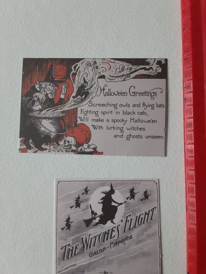 Cardstock Miniatures Old Vintage Halloween Decorations Ads Cards Die