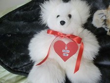 ALPACA PERUVIAN WHITE TEDDY BEAR -LOVE - GIFT-SUPER SOFT