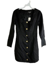 New J. Crew Womens 0 Long Sleeve Button Front Mini Dress Black BU114