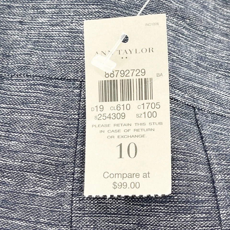 Ann Taylor 亚麻混纺海军蓝 A 字裙 10 码打褶旧钱学院 — 第 4/4 张图片