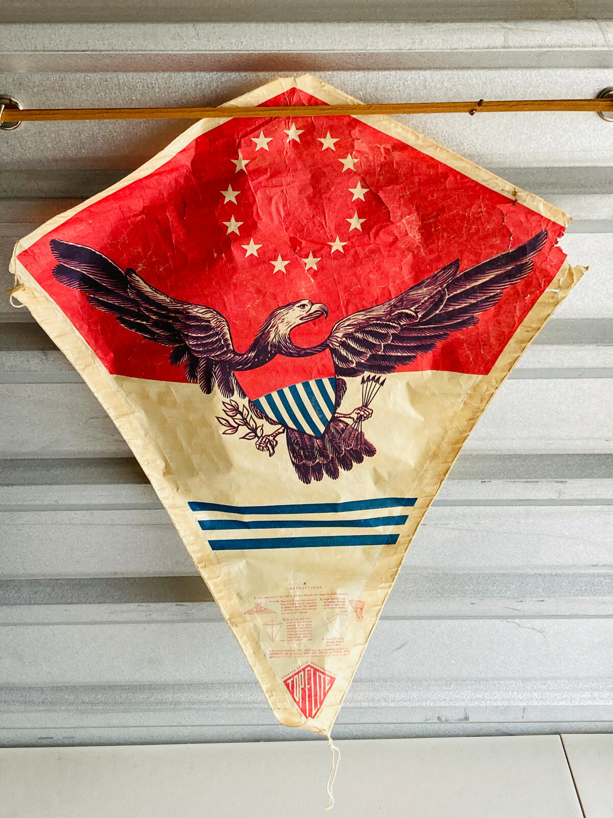 Vintage 1950's Top Flite Patriotic American Eagle Paper Kite eBay