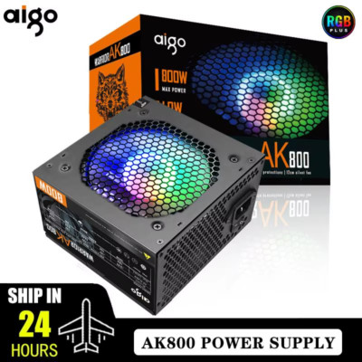 Aigo AK PC Power Supply 500W 1000W ATX RGB Fan for Gaming Mining Desktop BTC
