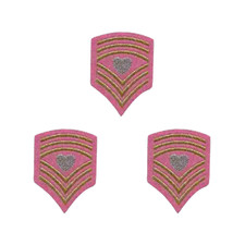 Sergeant Heart Chevron (3-Pack) Iron On Patch - Pink