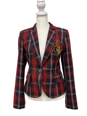 Oo La La Made in France Women's Plaid Jacket With Honey Bee Emblem - Size 4
