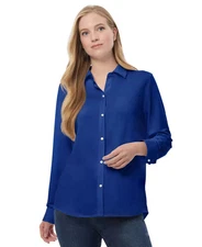 Jones New York Women's Top Sz M Solid-Color Button-Front Shirt