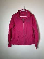 Columbia Women's Medium Pink Full Zip Hooded Windbreaker W/ Zip Pockets