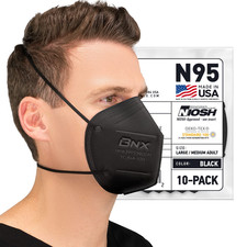 BNX N95 Mask Black MADE in USA Particulate Respirator Protective Face Mask (1...