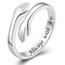 Sterling Silver Love Hug Ring Band Open Finger Adjustable Womens Jewelry UK