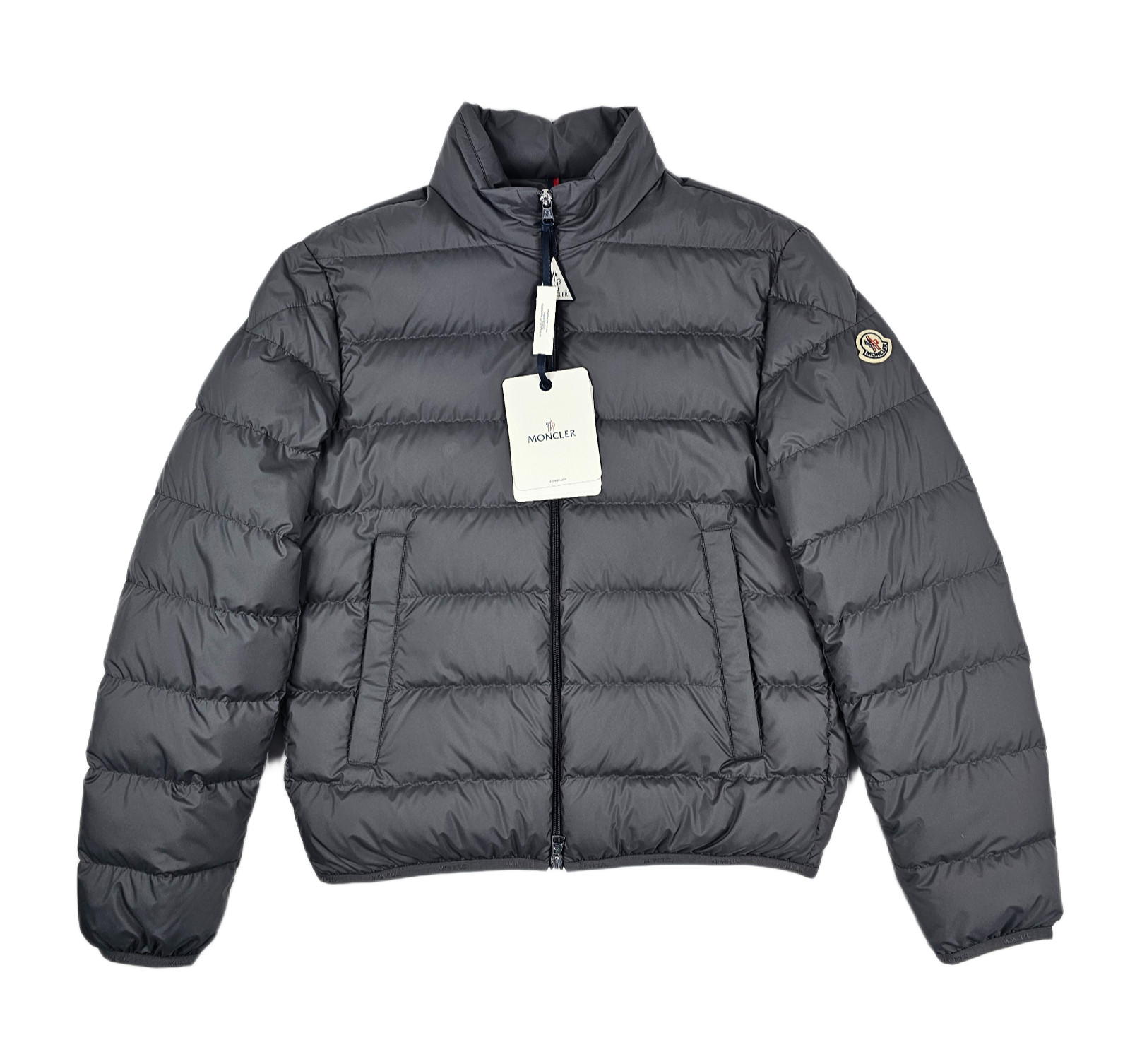 Moncler Baudinet Mens Grey Down Padded Quilted Jacket Size 2 NWT