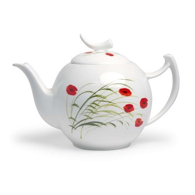 Teekanne TeaLogic Caprice 1,0l - Fine Bone China Porzellan - Mohnblumen-Dekor