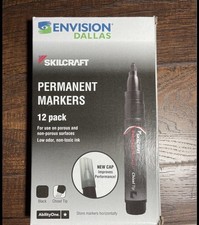 SKILCRAFT Jumbo Permanent Marker, Chisel Tip, Black, 12 Markers NSN9731059 