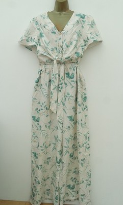 IN THE STYLE IVORY GREEN YELLOW FLORAL WIDE LEG JUMPSUIT SIZE 20 POCKETS