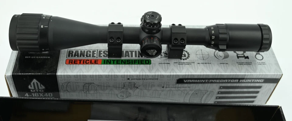 Mira para rifle UTG 1 pulgada 4-16x40 mm tamaño completo AO bloqueo cero restablecimiento SCP-U4164AORGW Foto 2 de 4