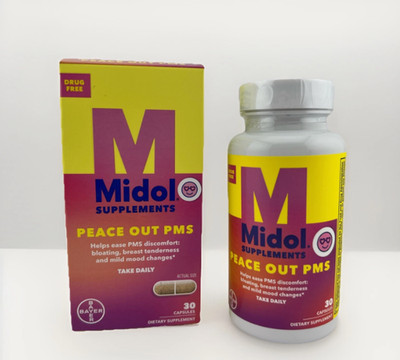 MIDOL - PEACE OUT PMS, Helps Ease PMS, Bloating, Discomfort, 30-Caps, FREE SHIP!